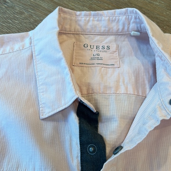 Guess Mens snap down short sleeve Pink L - Picture 3 of 6